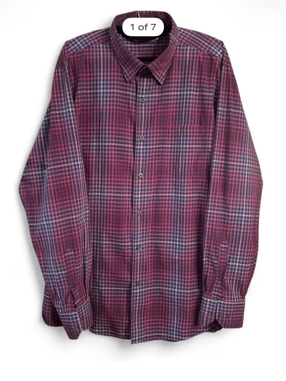 Alex Cannon Men's Burgundy /pink/purple Plaid Button-Down Shirt